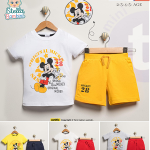 Erkek Çocuk 2'li Takım Mickey Mouse %100 Organik Pamuk